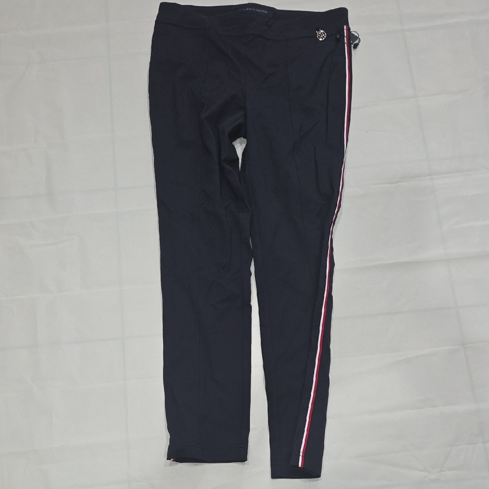 Tommy Hilfiger Navy Skinny Pants with Red and White Stripes